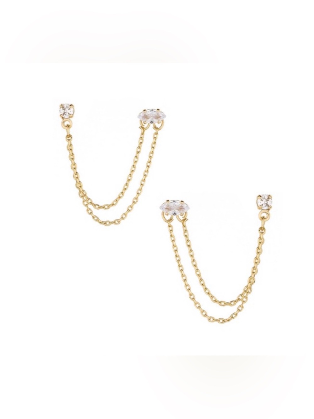 NWT Ettika Women’s Draped Chain Double Piercing Earrings in 18K Gold Plated